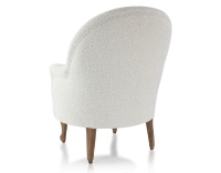 Fauteuil crapaud avec accoudoirs pieds bois teinte noyer et tissu bouclé blanc Fauteuil crapaud avec accoudoirs pieds bois teinte noyer et tissu bouclé blanc