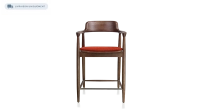 Bar stool h60 cm natural tint wood burnt orange fabric seat