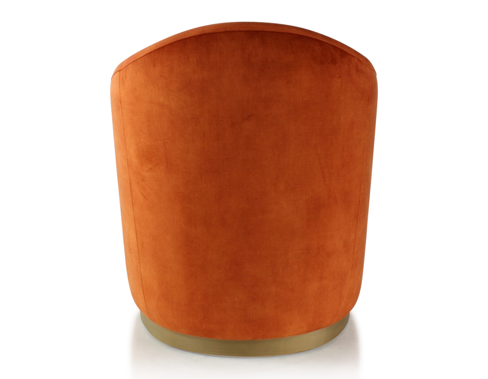 Fauteuil club tissu tissu velours terracotta socle bois effet laiton Fauteuil club tissu tissu velours terracotta socle bois effet laiton