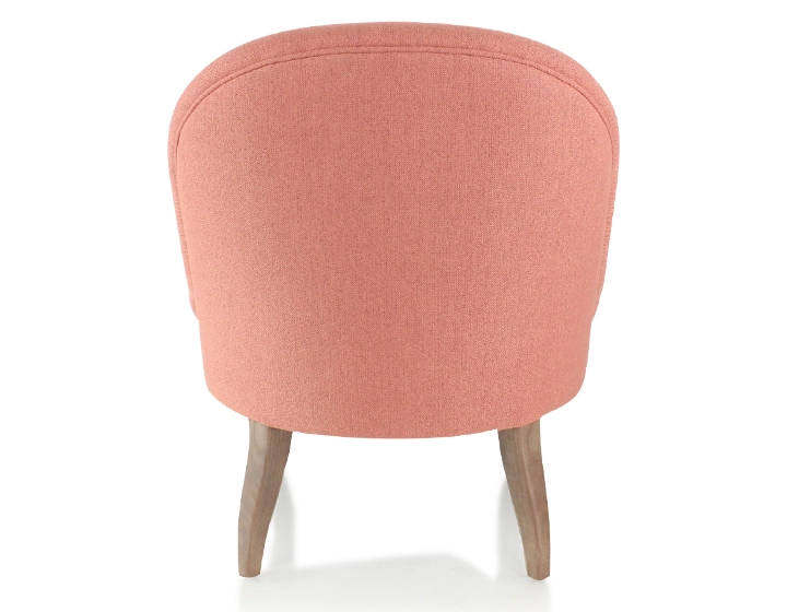Fauteuil crapaud sans accoudoirs pieds bois teinte noyer et tissu rose corail Fauteuil crapaud sans accoudoirs pieds bois teinte noyer et tissu rose corail
