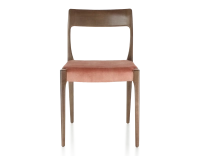 Scandinavian chair wood stained dark brown seat pale pink velvet fabric Scandinavian chair wood stained dark brown seat pale pink velvet fabric
