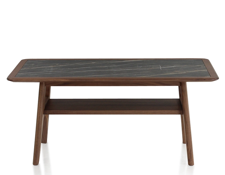 Table basse rectangulaire en chêne et céramique avec bois teinte marron foncé plateau céramique effet marbre noir 100x50 cm Table basse rectangulaire en chêne et céramique avec bois teinte marron foncé plateau céramique effet marbre noir 100x50 cm