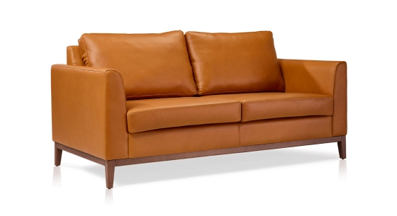 Canapé design 2,5 places cuir caramel