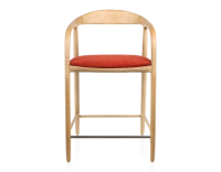 Bar stool H60 cm natural tint wood and burnt orange fabric Bar stool H60 cm natural tint wood and burnt orange fabric