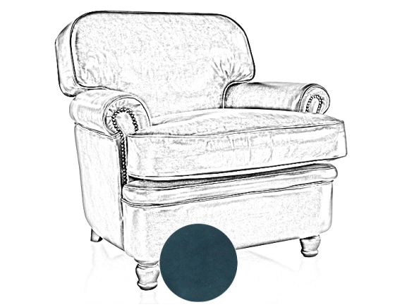 Fauteuil club cuir bleu