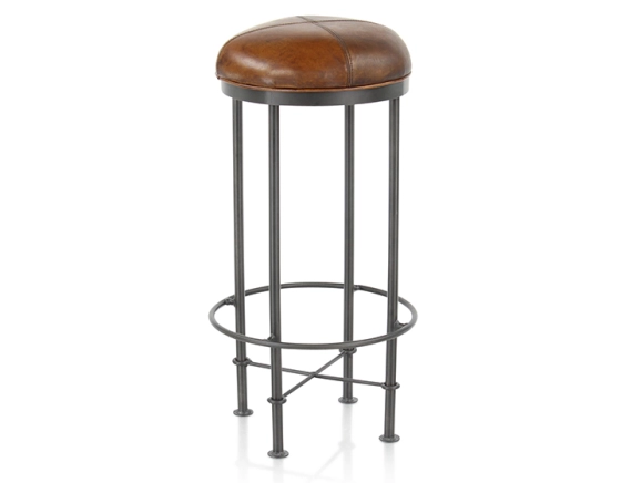 Tabouret de bar vintage cuir marron vintage