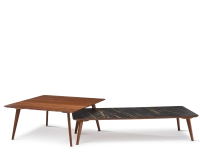 Table basse carré en noyer plateau bois F3 teinte naturelle 100x100x40 cm