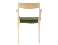 Chaise scandinave avec accoudoirs bois teinte naturelle assise tissu vert olive Chaise scandinave avec accoudoirs bois teinte naturelle assise tissu vert olive