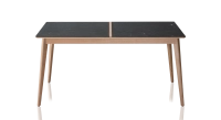Table salle à manger en chêne et céramique 6 personnes avec bois teinte naturelle et plateau céramique effet ardoise 140x100 cm Table salle à manger en chêne et céramique 6 personnes avec bois teinte naturelle et plateau céramique effet ardoise 140x100 cm