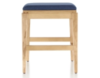 Tabouret design H45 cm bois teinte naturelle assise tissu bleu marine Tabouret design H45 cm bois teinte naturelle assise tissu bleu marine