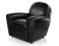 Fauteuil club cuir noir accoudoirs cloutés Fauteuil club cuir noir accoudoirs cloutés