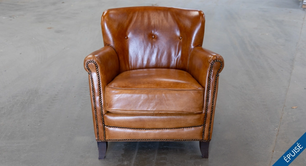 Fauteuil club cuir marron clair Fauteuil club cuir marron clair