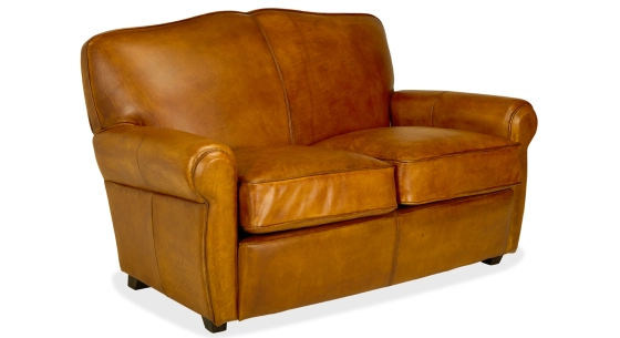 Canapé club cuir 2 places cognac