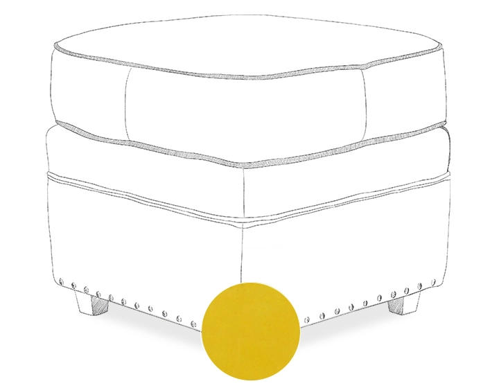 Leather pouffe yellow studded edge Leather pouffe yellow studded edge