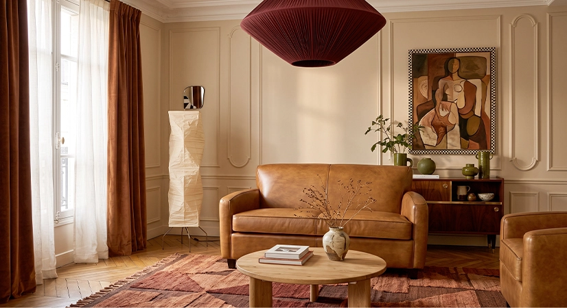 Canapé club cuir 2 places cognac