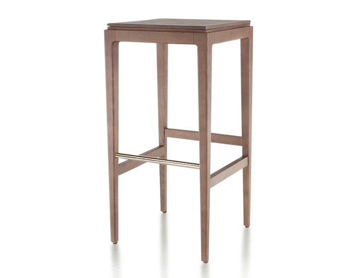 Tabouret de bar design H80 cm bois teinte noyer assise bois Tabouret de bar design H80 cm bois teinte noyer assise bois