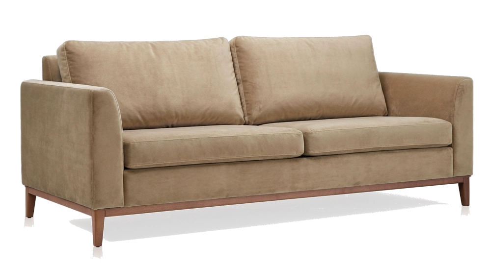 Canapé design 3 places tissu velours taupe clair