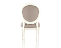 Chaise ancienne style Louis XVI bois teinte blanche cérusée et tissu taupe Chaise ancienne style Louis XVI bois teinte blanche cérusée et tissu taupe