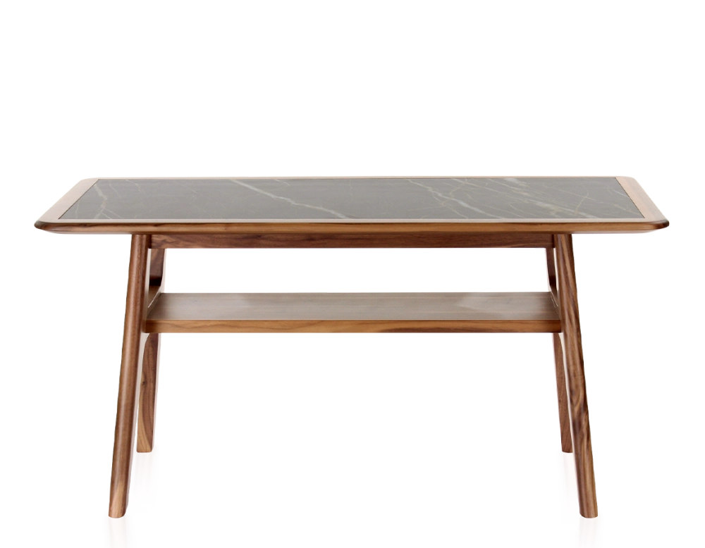 Table basse rectangulaire en noyer et céramique bois teinte naturelle plateau céramique effet marbre noir 100x50 cm Table basse rectangulaire en noyer et céramique bois teinte naturelle plateau céramique effet marbre noir 100x50 cm