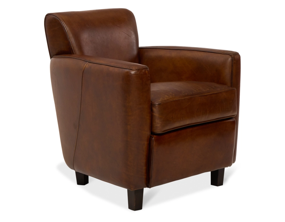 Fauteuil club cuir marron vintage Fauteuil club cuir marron vintage
