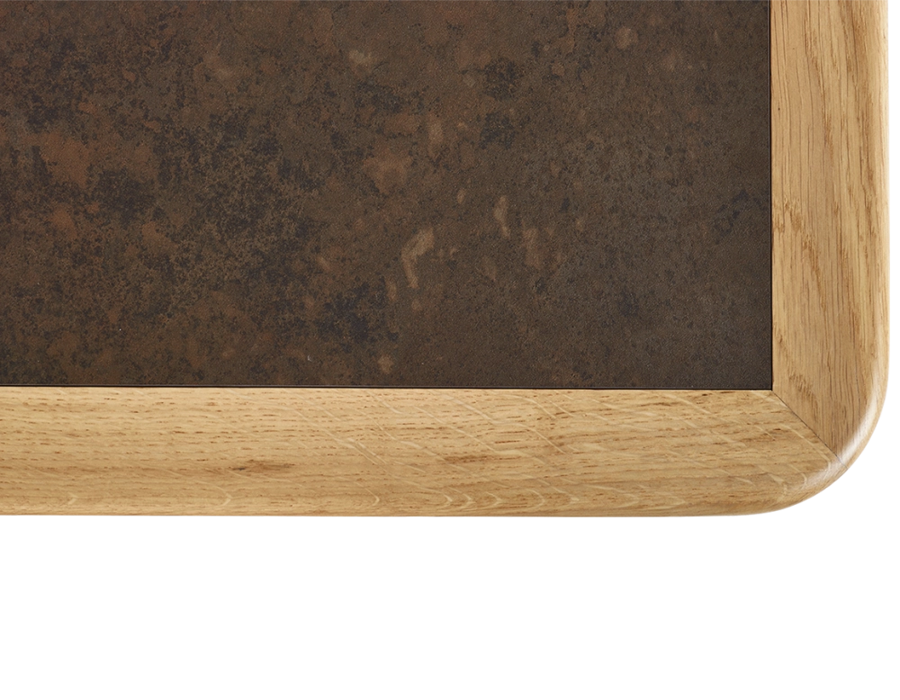 Rectangular coffee table in oak and ceramic with natural stained wood, oxidised brown ceramic top 100x50 cm Rectangular coffee table in oak and ceramic with natural stained wood, oxidised brown ceramic top 100x50 cm