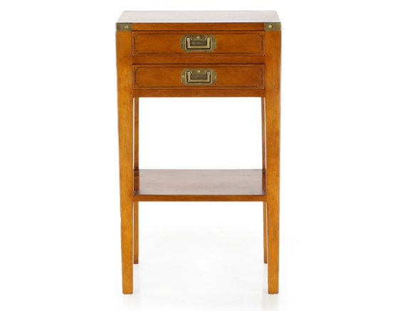 Navy bedside table cherry-stained wood