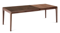 Table extensible 8 à 12 personnes en noyer et céramique allonges bois avec bois teinte naturelle et plateau céramique brun oxydé 160x100 cm Table extensible 8 à 12 personnes en noyer et céramique allonges bois avec bois teinte naturelle et plateau céramique brun oxydé 160x100 cm