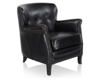 Fauteuil club cuir noir accoudoirs cloutés Fauteuil club cuir noir accoudoirs cloutés