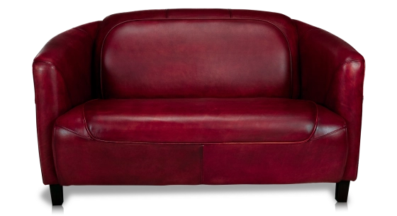 2 seater leather club sofa burgundy