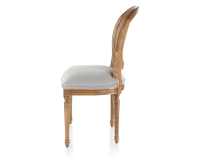 Chaise ancienne style Louis XVI bois teinte ancienne dossier canné assise tissu gris clair Chaise ancienne style Louis XVI bois teinte ancienne dossier canné assise tissu gris clair