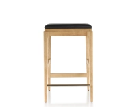 Taburete de bar de diseño H60 cm madera tinte natural asiento piel ébano