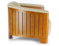 Fauteuil club bois et cuir beige Fauteuil club bois et cuir beige