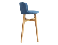 Bar stool h80 cm natural stained wood, blue jeans fabric seat Bar stool h80 cm natural stained wood, blue jeans fabric seat