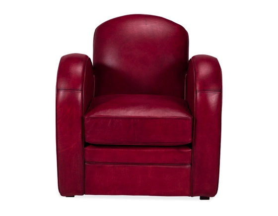 Fauteuil club cuir rouge carmin