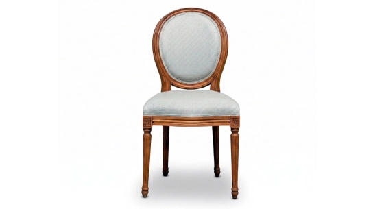 Chaise ancienne style Louis XVI bois teinte ancienne et tissu chevron khaki
