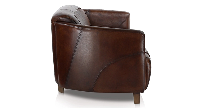 Canapé club cuir 2 places marron soutenu Canapé club cuir 2 places marron soutenu