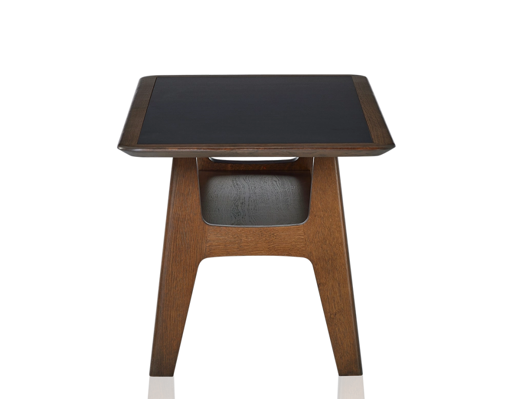 Table basse rectangulaire en chêne et céramique avec bois teinte marron foncé plateau céramique noir unie 100x50 cm Table basse rectangulaire en chêne et céramique avec bois teinte marron foncé plateau céramique noir unie 100x50 cm