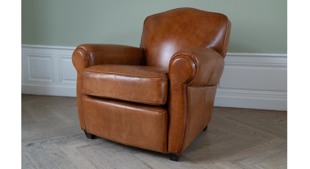 Fauteuil club cuir marron clair Fauteuil club cuir marron clair