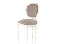 Chaise ancienne style Louis XVI bois teinte blanche cérusée et tissu taupe Chaise ancienne style Louis XVI bois teinte blanche cérusée et tissu taupe