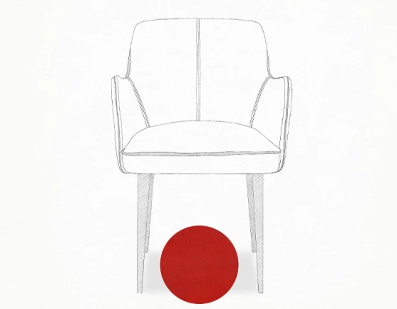 Chaise vintage avec accoudoirs cuir rouge