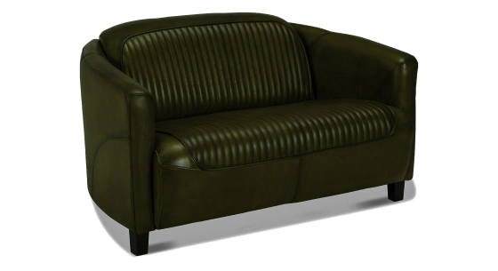 Canapé club cuir 2 places vert olive
