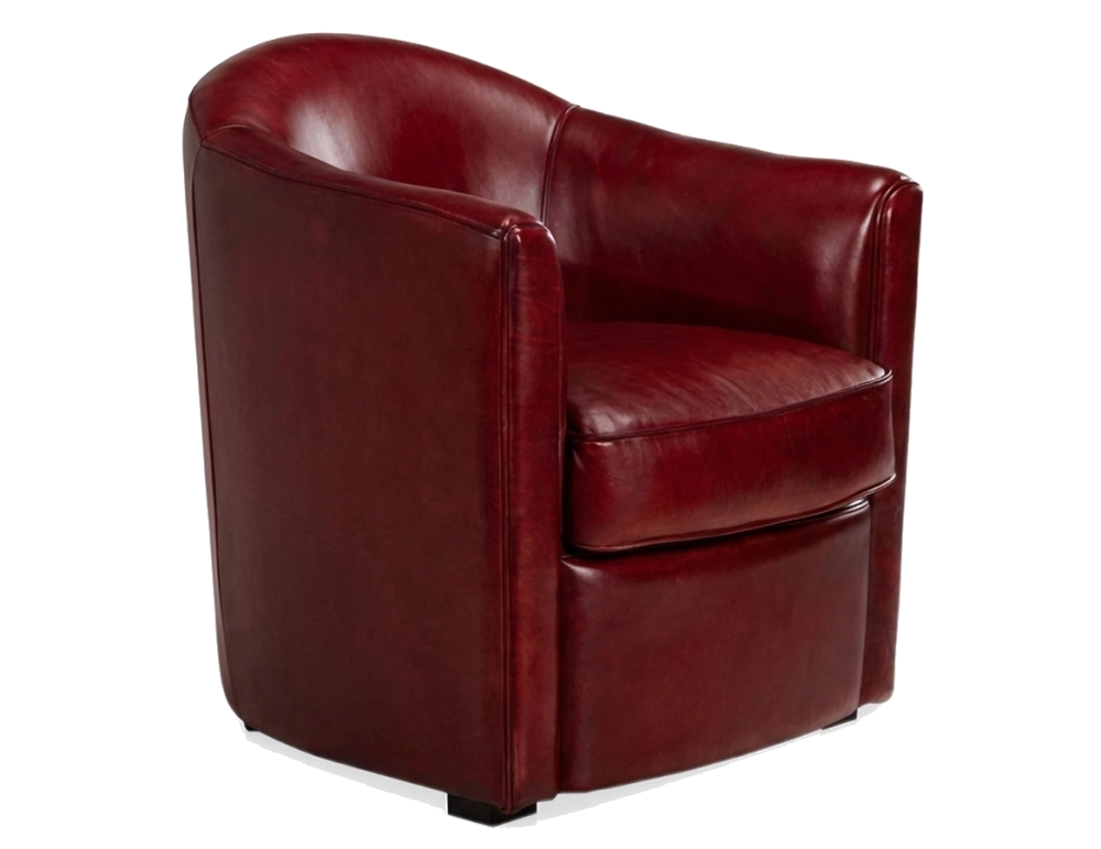 Fauteuil club cuir rouge carmin