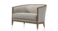 Antique 2 seater sofa walnut-stained wood and light grey fabric Antique 2 seater sofa walnut-stained wood and light grey fabric