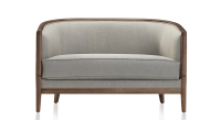 Antique 2 seater sofa walnut-stained wood and light grey fabric Antique 2 seater sofa walnut-stained wood and light grey fabric