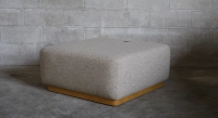 Pouf en tissu chiné beige