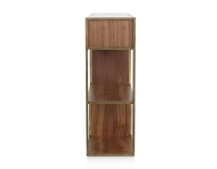 Console design noyer teinte naturelle et métal patine laiton Console design noyer teinte naturelle et métal patine laiton