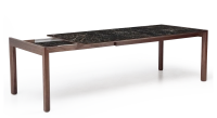 Extending table for 8 to 14 people in walnut and ceramic with ceramic extensions natural wood finish and black marble-effect ceramic m2 210x100 cm Extending table for 8 to 14 people in walnut and ceramic with ceramic extensions natural wood finish and black marble-effect ceramic m2 210x100 cm