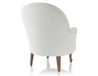 Fauteuil crapaud avec accoudoirs pieds bois teinte noyer et tissu bouclé blanc Fauteuil crapaud avec accoudoirs pieds bois teinte noyer et tissu bouclé blanc