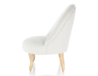 Fauteuil crapaud sans accoudoirs pieds bois teinte naturelle et tissu bouclé blanc Fauteuil crapaud sans accoudoirs pieds bois teinte naturelle et tissu bouclé blanc