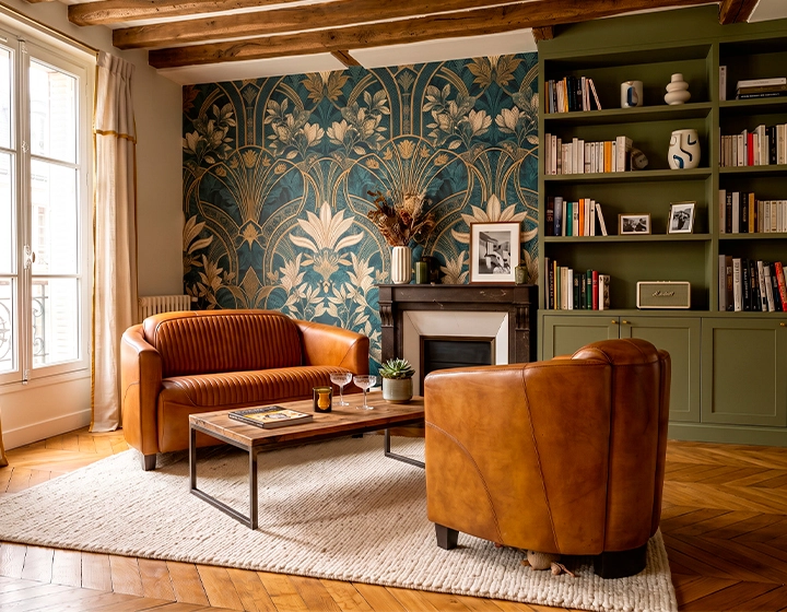 Leather club armchair cognac
